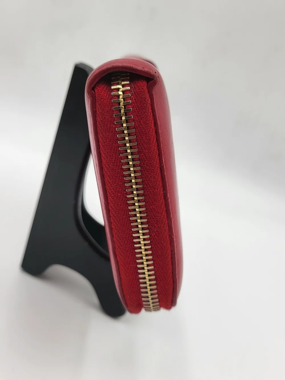 YVES SAINT LAURENT Ysl Line Calfskin Leather Cerise Long Wallet.Authentic w/COA.